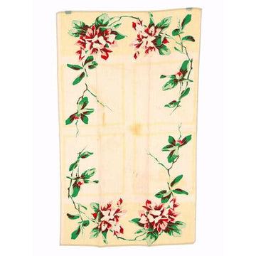 Vintage Kitchen Towel Cotton  Pink & Red Magnolias 1940s - The Best Vintage Clothing
 - 1