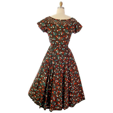 Vintage Dandelion Printed Circle Skirt Dress 1950s R&K Original 38-28-Free - The Best Vintage Clothing
 - 1