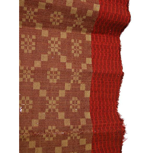 Antique 19th C Jacquard Overshot Coverlet Brown/ Green/ Red Pennsylvania 36 x72 - The Best Vintage Clothing
 - 1