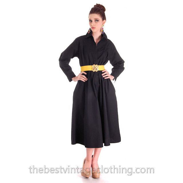 Vintage Vuokko Designer Dress 1970s  Black Cotton Tent Style  S-M - The Best Vintage Clothing
 - 1