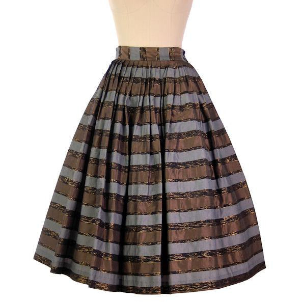 Vintage Metallic Taffeta Skirt Copper/Steel/Gold 1950s Pleated 28" Waist - The Best Vintage Clothing
 - 1