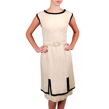 Vintage Linen Dress Black White Mort Schrader Jeunes Petites 1960’S Small - The Best Vintage Clothing
 - 1