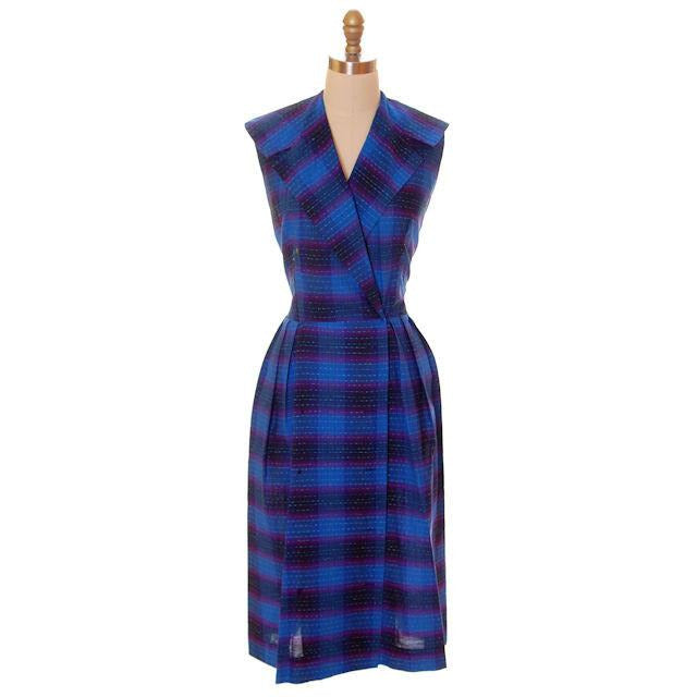 Vintage Blue Cotton Plaid Ombre Day Dress 1950s 40-32-42 - The Best Vintage Clothing
 - 1