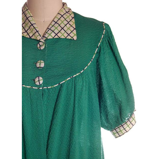 Vintage Green Seersucker Housecoat /Robe/Dress 1930s Any Sz - The Best Vintage Clothing
 - 1