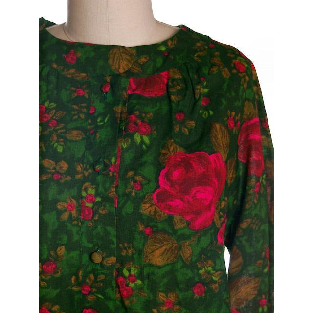 Vintage Dress/Tunic   Zacari Rose Printed 1960s Cotton Sz M-L - The Best Vintage Clothing
 - 1