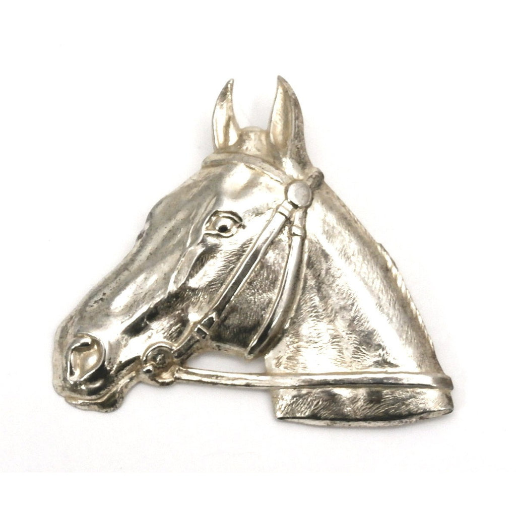 Vintage Silver Plated Horse Head Brooch Large 1920s-1930s - The Best Vintage Clothing
 - 1