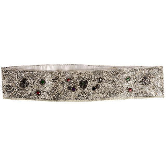 Vintage 1980s La Regale Beaded Womens Belt Silver & Clear Size M New Tags - The Best Vintage Clothing
 - 1