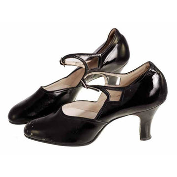Vintage Black Mary Janes Style Heels Patent Leather Shoes 1920 NIB  EU37 US 6.5N - The Best Vintage Clothing
 - 1