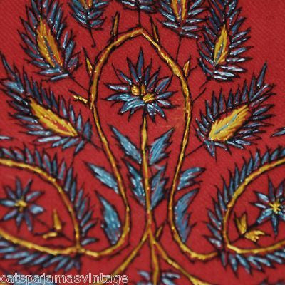 Antique Embroidered Linsey-Woolsey Red Shawl 1860S - The Best Vintage Clothing
 - 1