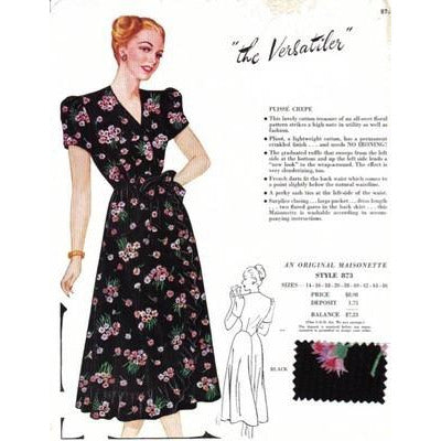 VINTAGE MAISONETTE FABRIC SWATCH 1940S 8X11 873 873 - The Best Vintage Clothing

