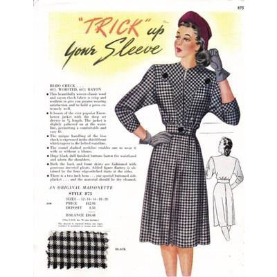 VINTAGE MAISONETTE FABRIC SWATCH 1940S 8X11 875 875 - The Best Vintage Clothing
