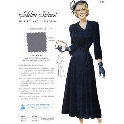 VINTAGE MAISONETTE FABRIC SWATCH 1940S 8X11 881 881 - The Best Vintage Clothing
