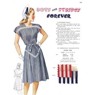 VINTAGE MAISONETTE FABRIC SWATCH 1940S 8X11 996 996 - The Best Vintage Clothing
