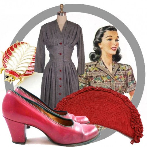 Red & Gray 1940s Vintage
