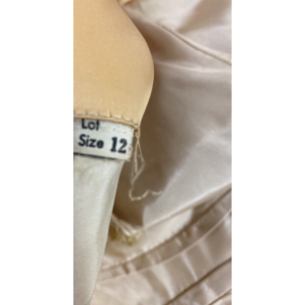 Vtg Chinese Cheongsam Slim Cocktail Dress Gold Damask 36" Bust Womens S/M Unbranded