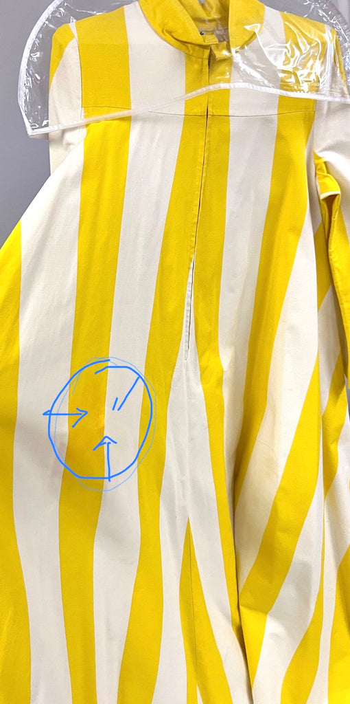 Vintage Vuokko Awning Stripe Gown, Iconic Style, Finnish Designer 1970s Yellow White marimekko The Best Vintage Clothing