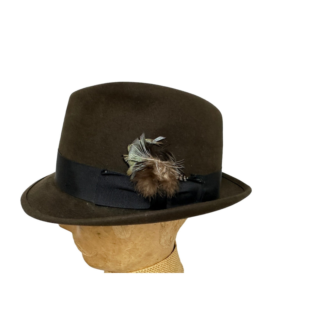 50s 60s VTG Mens Biltmore Fedora Hat Brown Canadian Suede 7 3/8 Biltmore