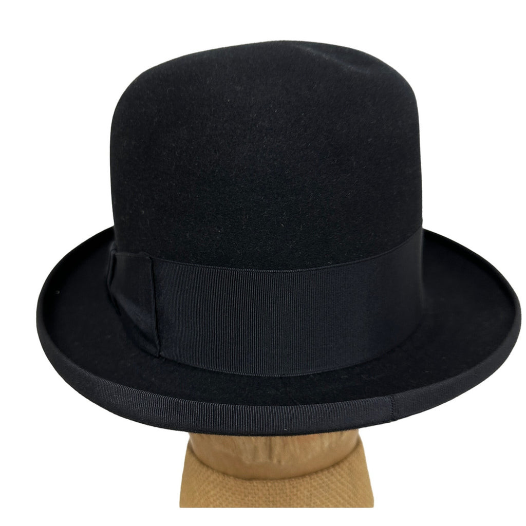 Borsalino Mens BOWLER Hat vtg Black Fur Felt XX Grand Prix Paris 1900 sz 7 1/4 Borsalino