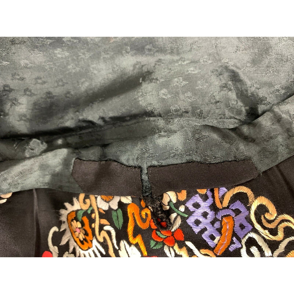 Antique Chinese Coat Silk Satin Bats Moth Lishui Gold Thread Waves Butterflies The Best Vintage Clothing