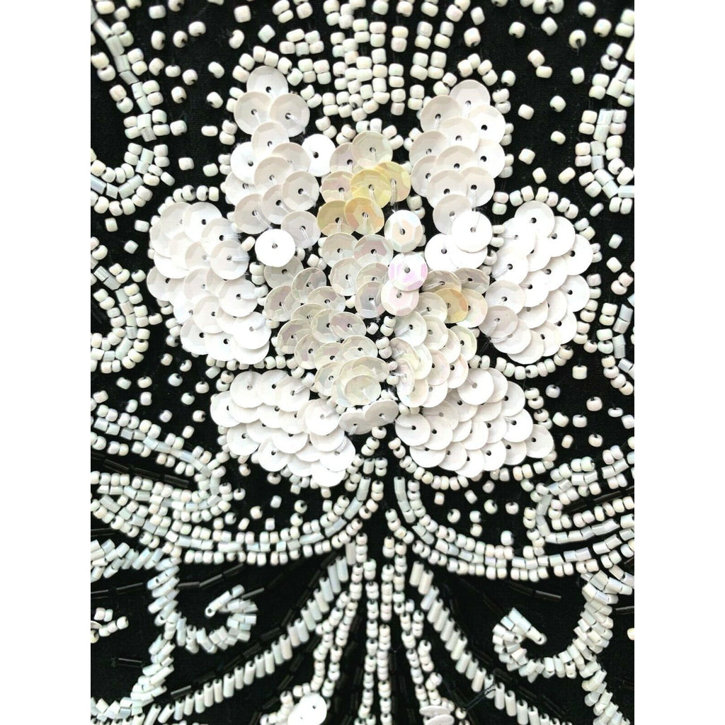 Retro Alyce Designs Vintage Puffy Sleeve Beaded Gown Black Dress Sz 4 80s Glam Alyce Designs