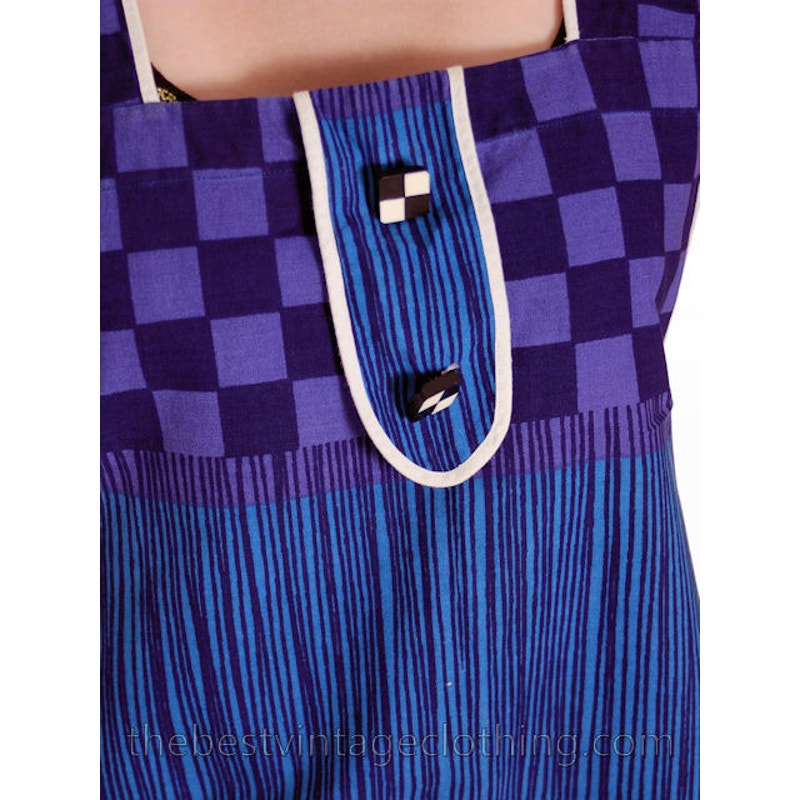 VTG 60s Finnish Pinafore Apron Dress Tyyli-Essu Oy Lahti Crossback Smock S-M Tyyli-Essu Oy Lahti