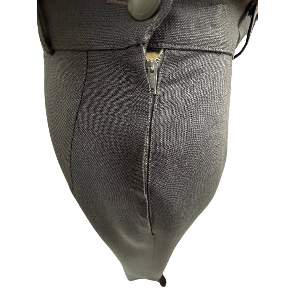 Vintage 1940s/50s Gray Linen Pencil Skirt - Asymmetric Pink Fringe Detail - 6/S Unbranded