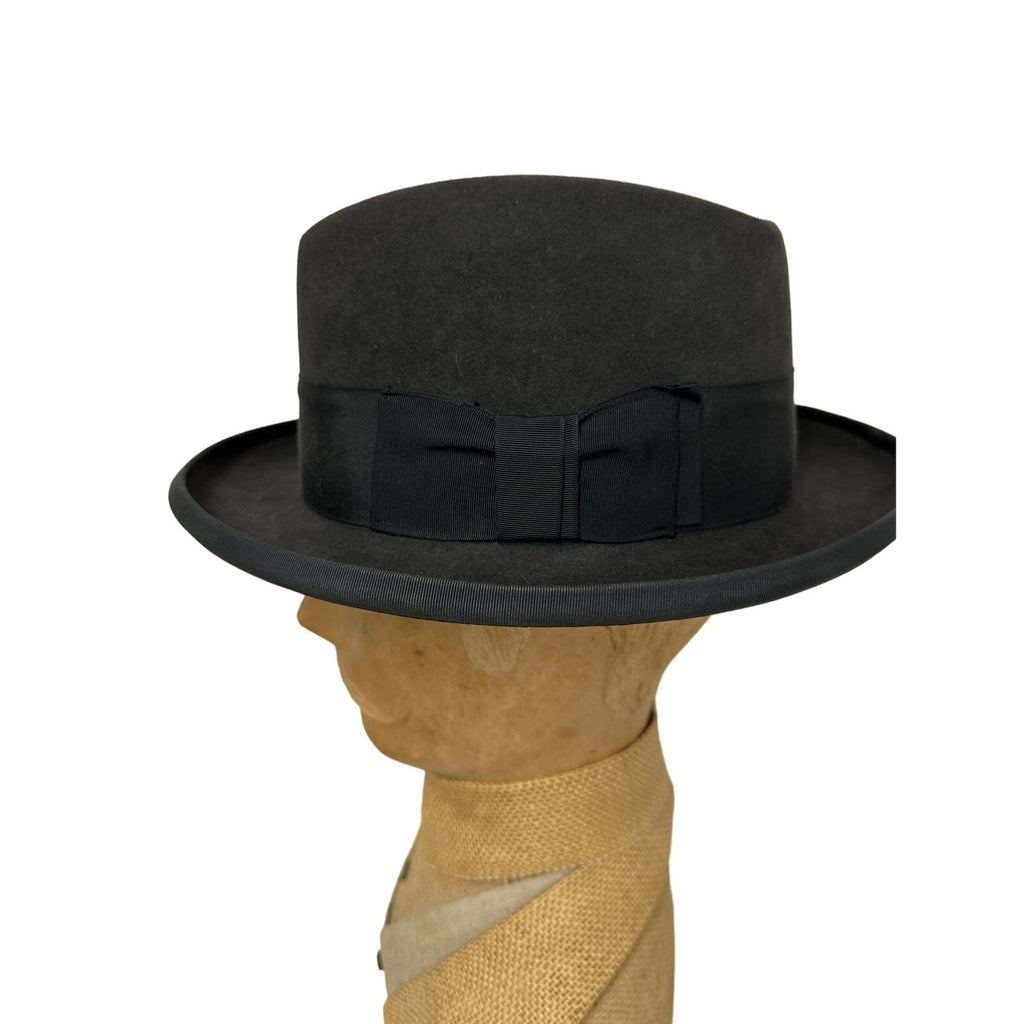 Vtg Stetson Twenty Homburg sz 7 1/8 Long Oval Gray + Hat Box 19560s Stetson