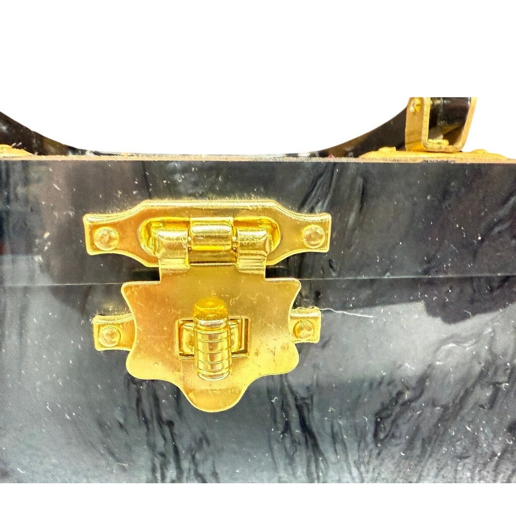 Fabulous 1940s Pearlized Gray Lucite Box Bag Purse - WW2 Era-Rockabilly Unbranded