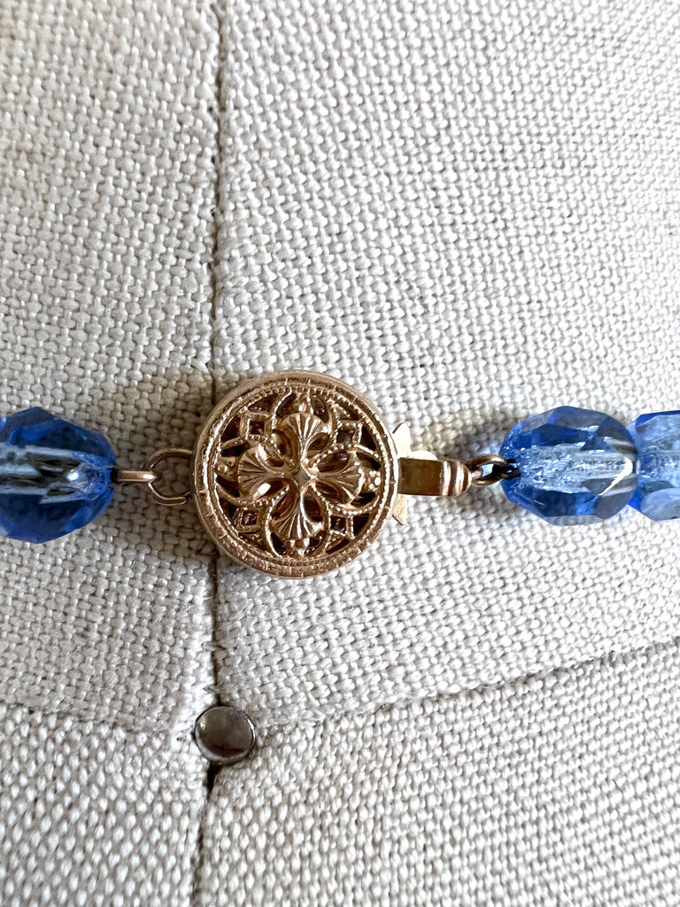 Vintage Estate Jewelry Necklace Blue Quartz Faceted Beads 14K 34" Jewelry The Best Vintage Clothing