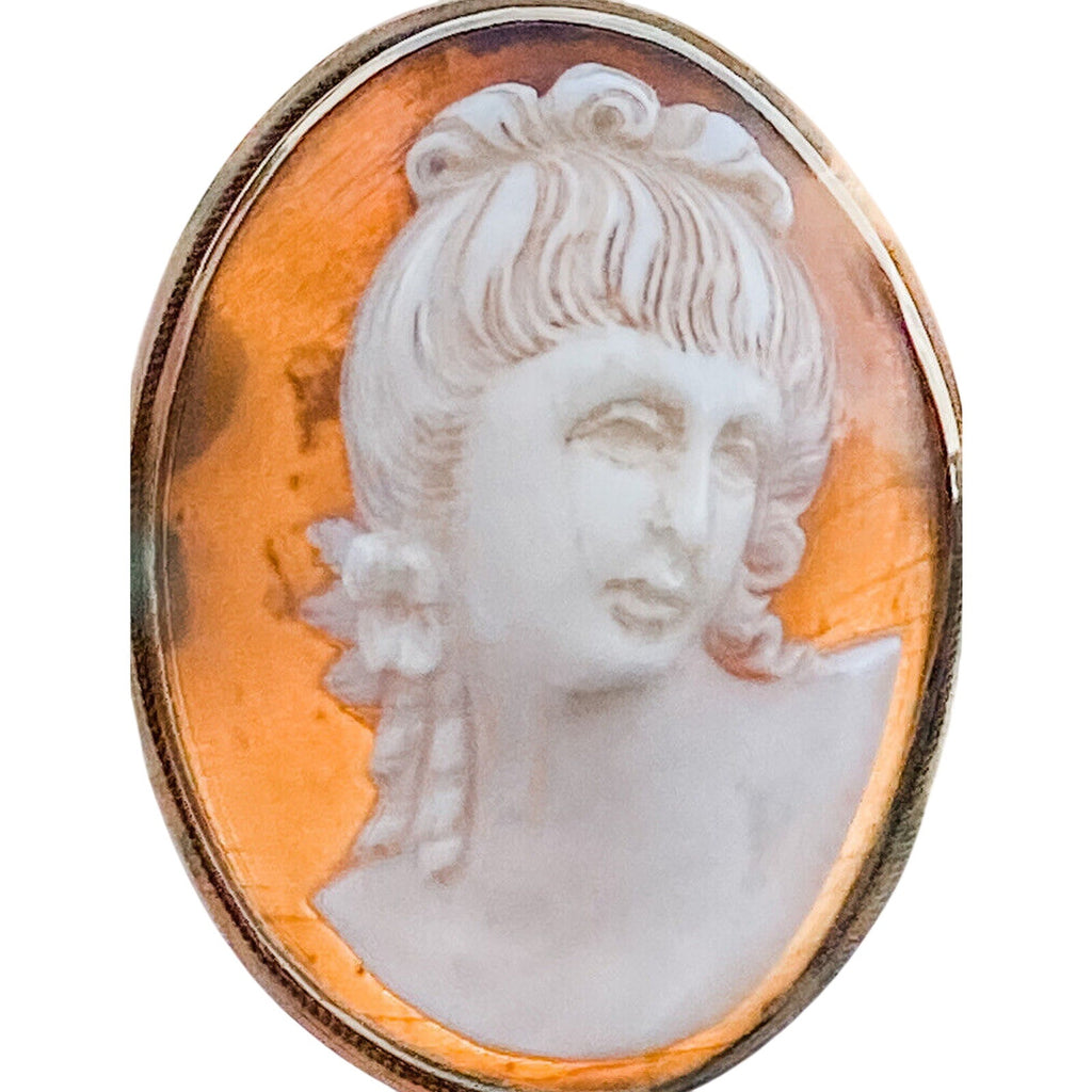 VTG 1800s 14K Gold Cameo Brooch & Earrings Set Grand Tour Roman Classical Beauty Unbranded