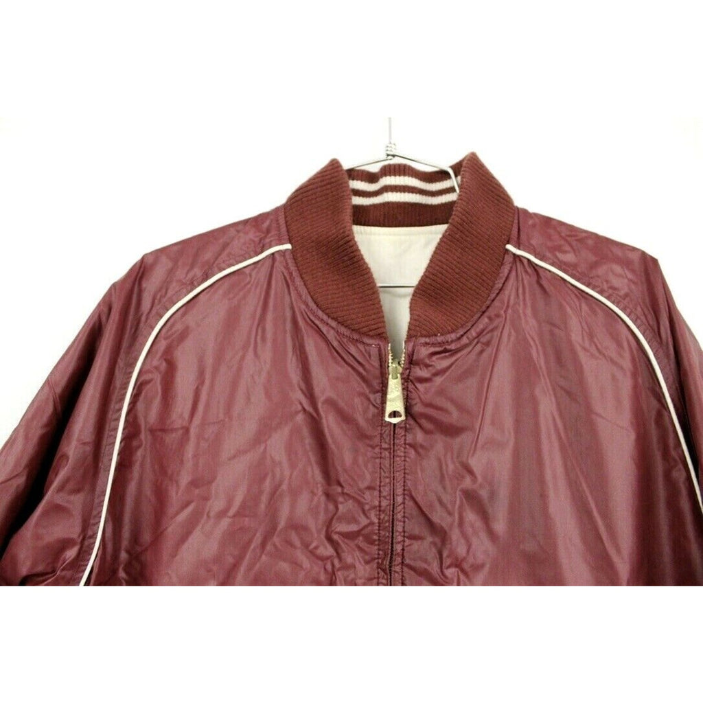 VTG 70s Carl Michaels Wine & Ivory Reversible Bomber Jacket Korea Sz M CARL MICHAELS
