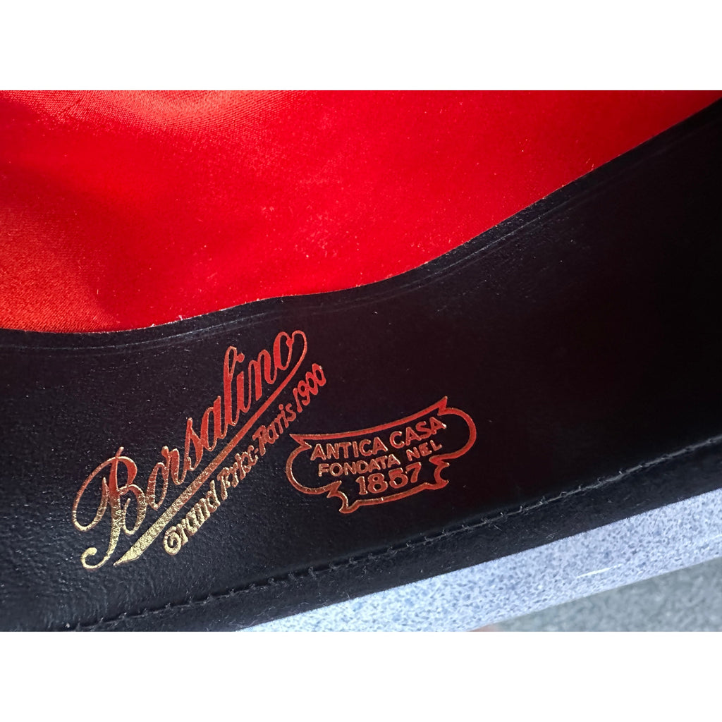 Borsalino Mens BOWLER Hat vtg Black Fur Felt XX Grand Prix Paris 1900 sz 7 1/4 Borsalino