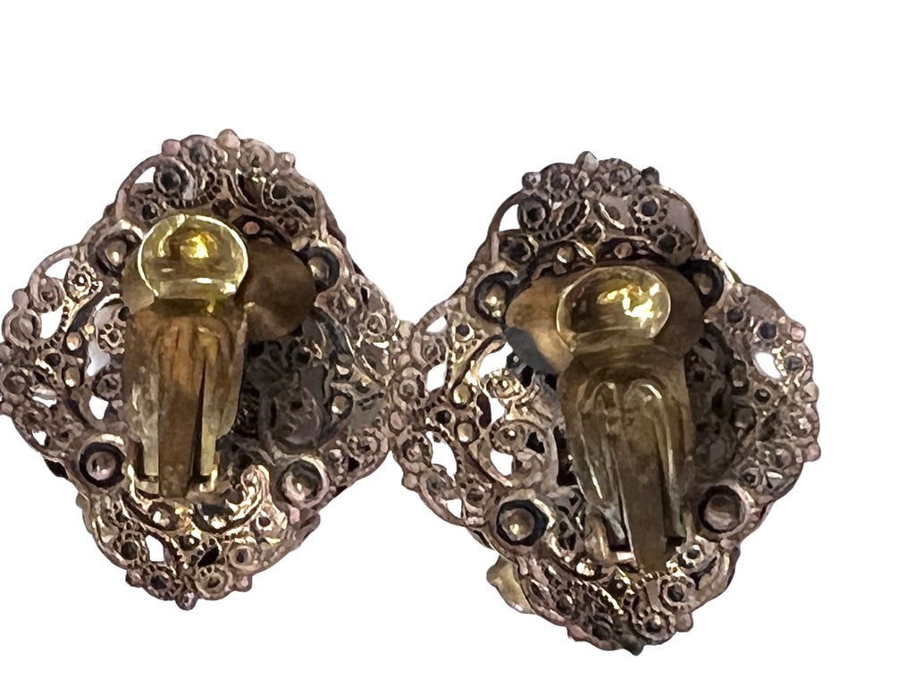 Vintage Prong Set Yellow & Amber Clip-On Earrings 1950S On Sale The Best Vintage Clothing