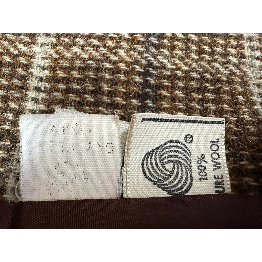 1970s Evan Picone A line Skirt Suit All Wool Brown Blue Plaid S/6 Vintage Career Evan Picone