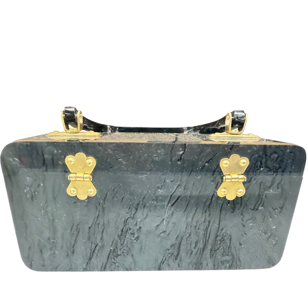 Fabulous 1940s Pearlized Gray Lucite Box Bag Purse - WW2 Era-Rockabilly Unbranded