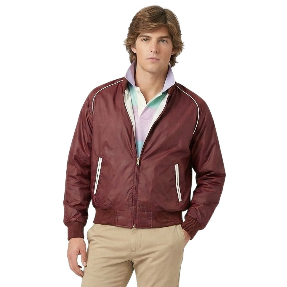 VTG 70s Carl Michaels Wine & Ivory Reversible Bomber Jacket Korea Sz M CARL MICHAELS