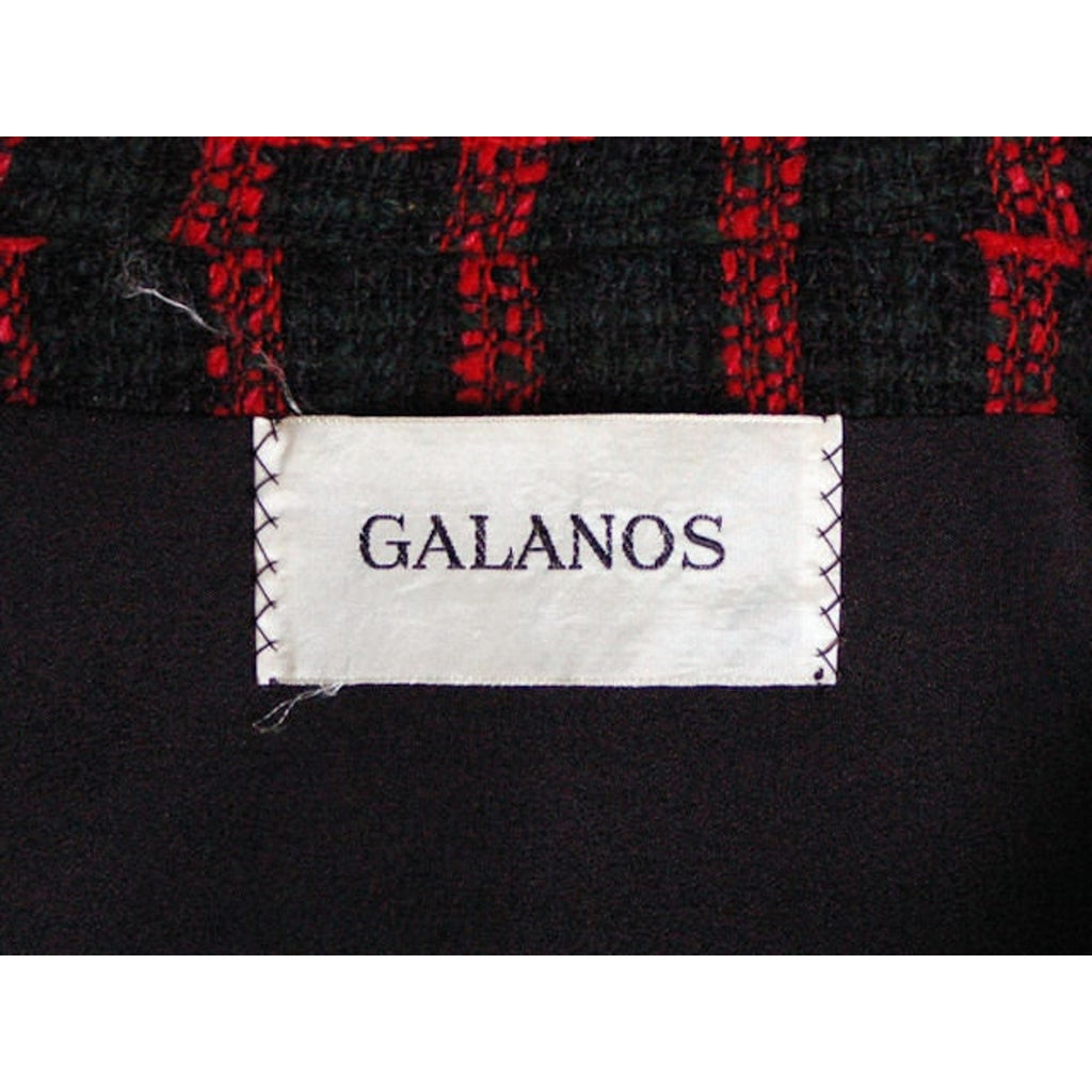 VTG 60s James Galanos Couture Plaid Wool Dress & Coat Red Green Empire Waist S-M James Galanos