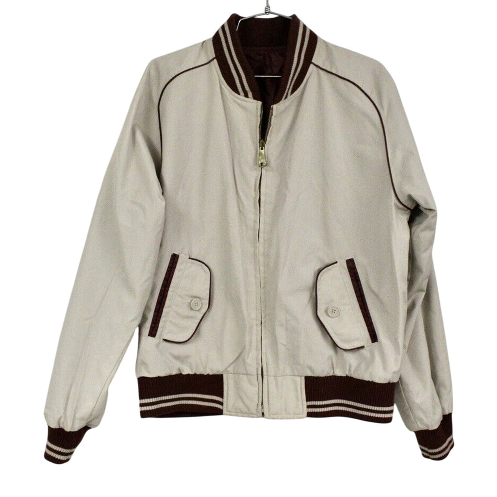 VTG 70s Carl Michaels Wine & Ivory Reversible Bomber Jacket Korea Sz M CARL MICHAELS