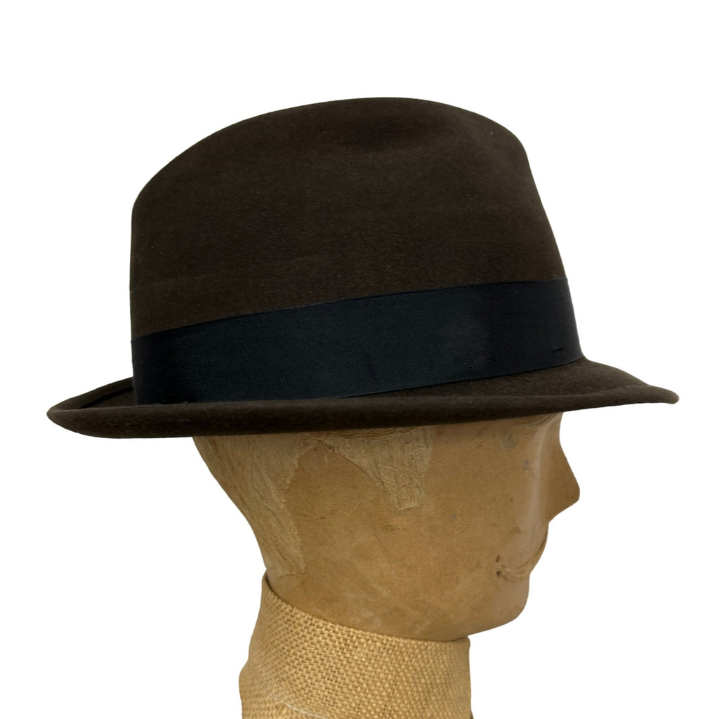 50s 60s VTG Mens Biltmore Fedora Hat Brown Canadian Suede 7 3/8 Biltmore