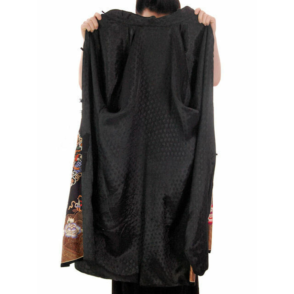 Antique Chinese Coat Silk Satin Bats Moth Lishui Gold Thread Waves Butterflies The Best Vintage Clothing