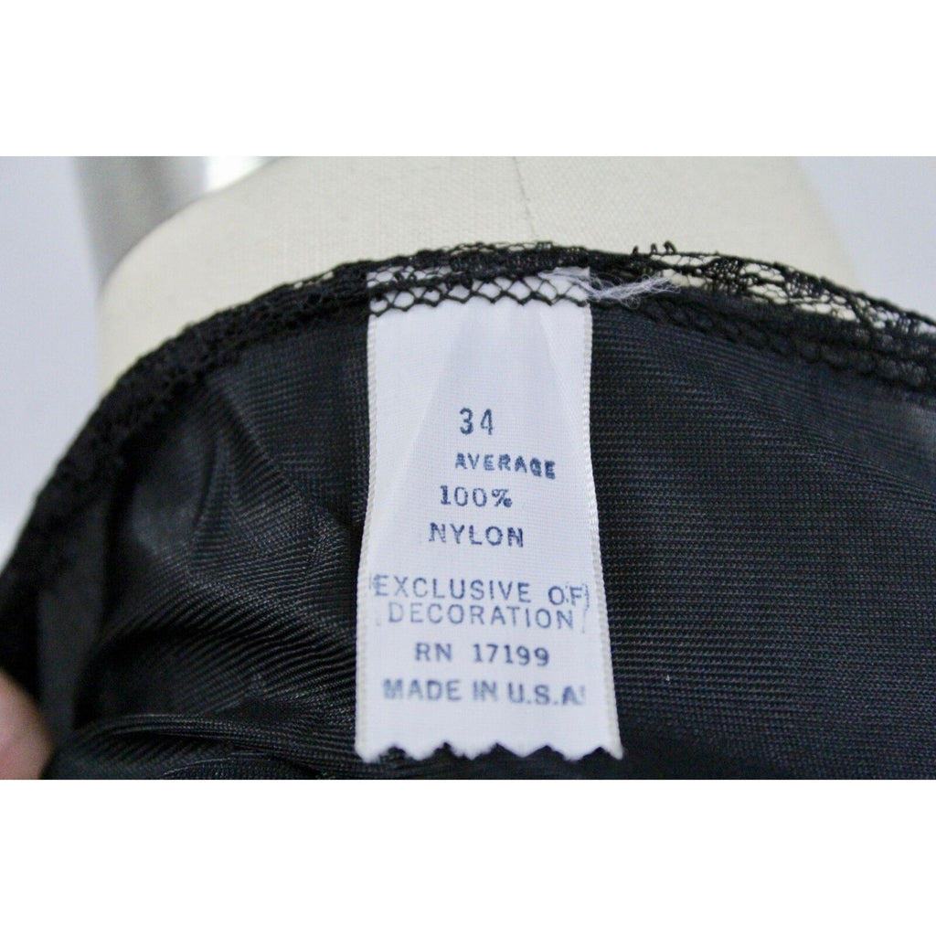 Retro Black Enka Nylon Full Dress Slip Crystal Pleated Chiffon NOS SZ 34 & 36 Townco