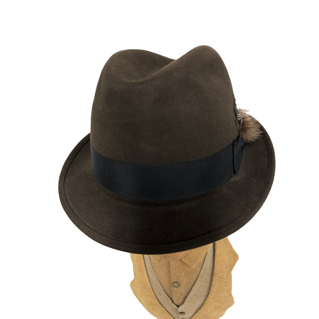 50s 60s VTG Mens Biltmore Fedora Hat Brown Canadian Suede 7 3/8 Biltmore