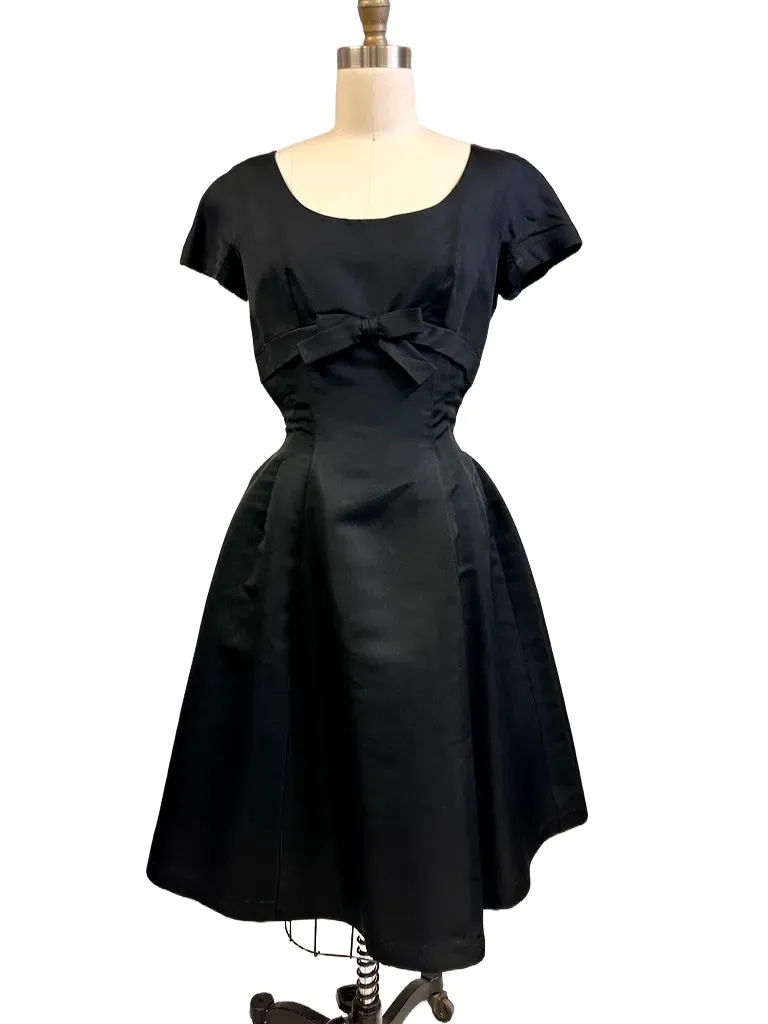 Vintage Black Silk Faille Cocktail Dress W/Jacket Branell 1950S 34-26-Free New Arrivals,Women's Branell