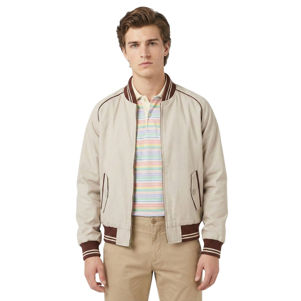 VTG 70s Carl Michaels Wine & Ivory Reversible Bomber Jacket Korea Sz M CARL MICHAELS