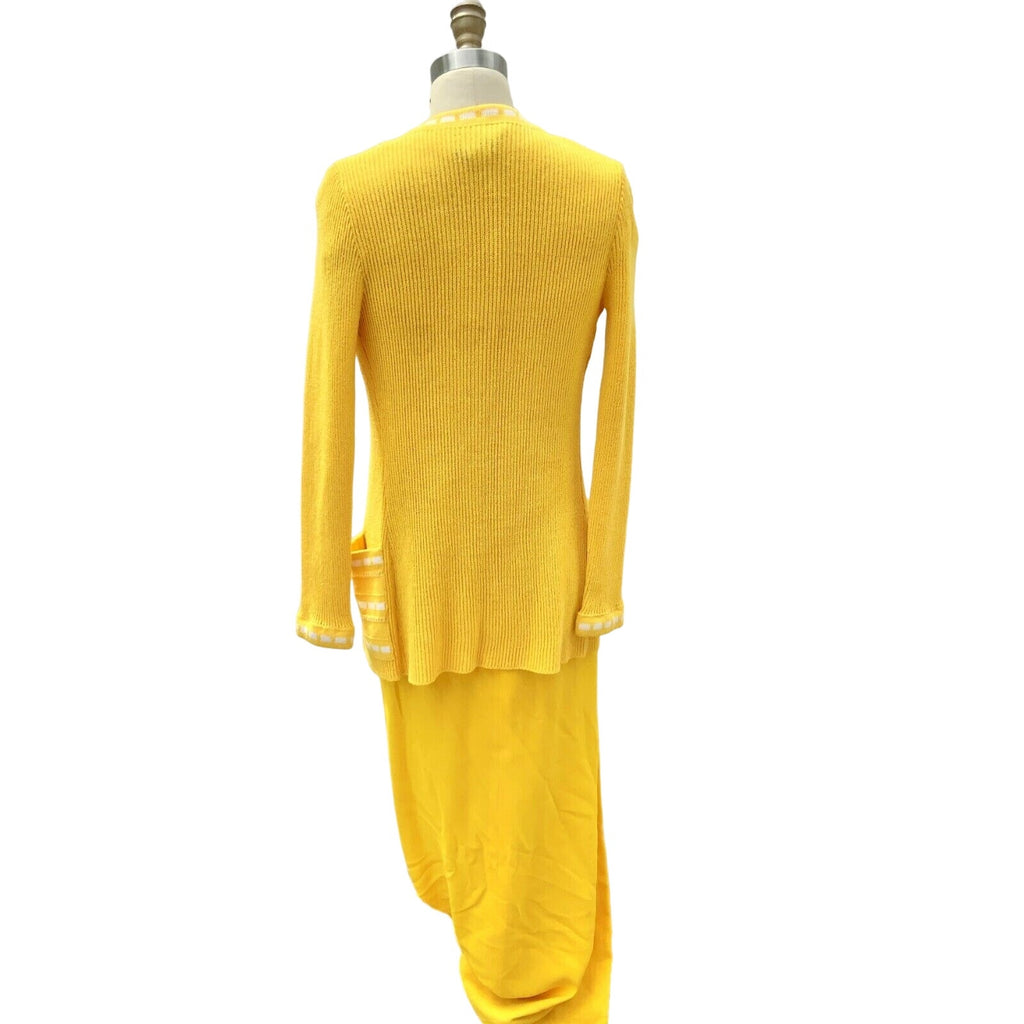 Retro ViNTAGE 70s PAT SANDLER Yellow KNiT SWEATER DRESS & Jacket M NWT SET Pat Sandler