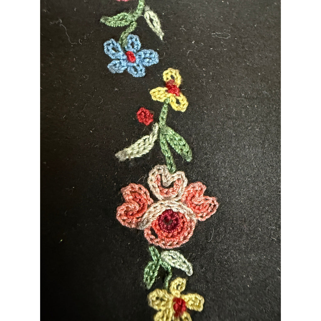 1930s Vintage Freddy of Paris Black Suede Embroidered Womens Gloves 6-6.5 Freddy of Paris