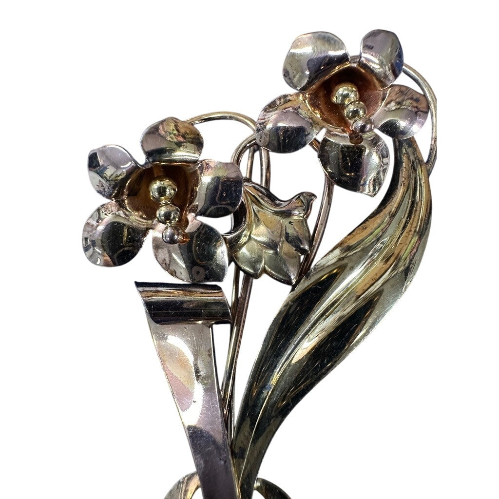 12k GF on Sterling Silver Flower Brooch Pin Vintage Signed CA Carl Art 1930s Carl Art