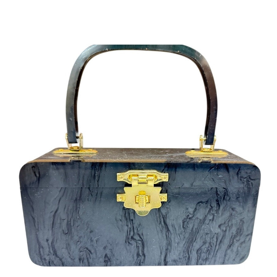 Fabulous 1940s Pearlized Gray Lucite Box Bag Purse - WW2 Era-Rockabilly Unbranded