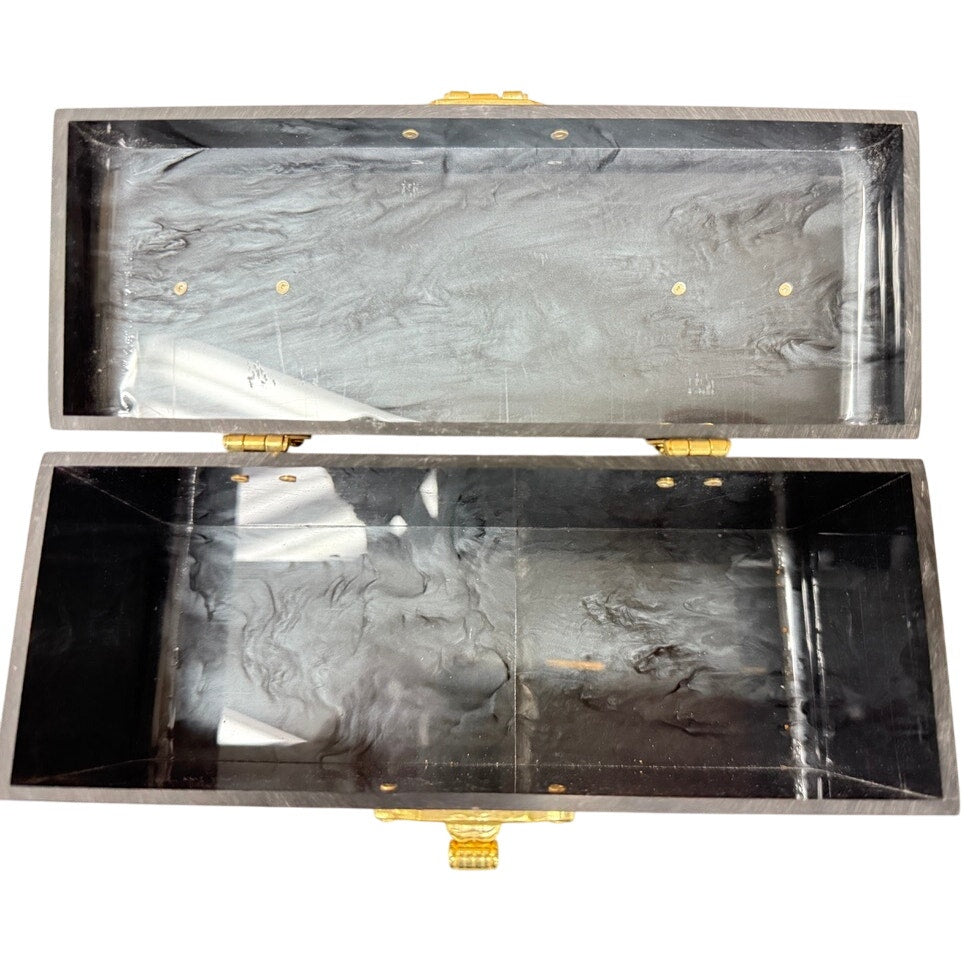 Fabulous 1940s Pearlized Gray Lucite Box Bag Purse - WW2 Era-Rockabilly Unbranded