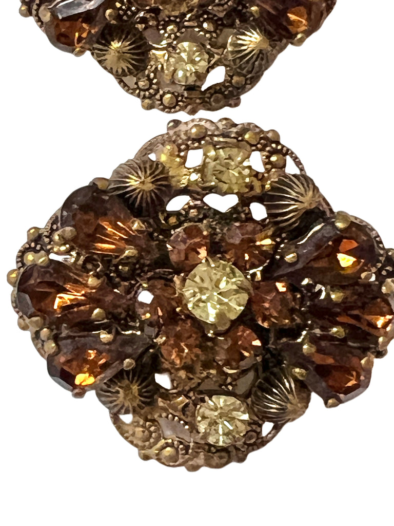 Vintage Prong Set Yellow & Amber Clip-On Earrings 1950S On Sale The Best Vintage Clothing